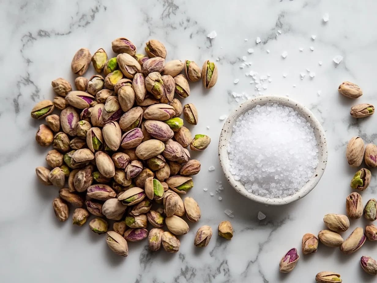 Raw pistachios and sea salt for homemade pistachio butter