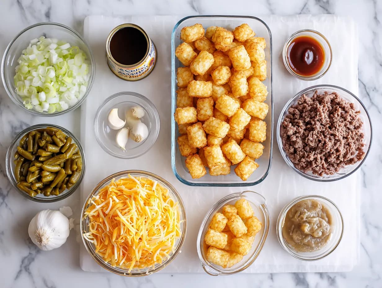 Tater Tot Casserole with Ground Beef ingredients