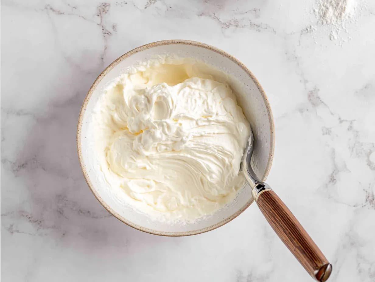 Whipped mixture of heavy cream and sour cream for Crockpot Potato Soup thickening step.