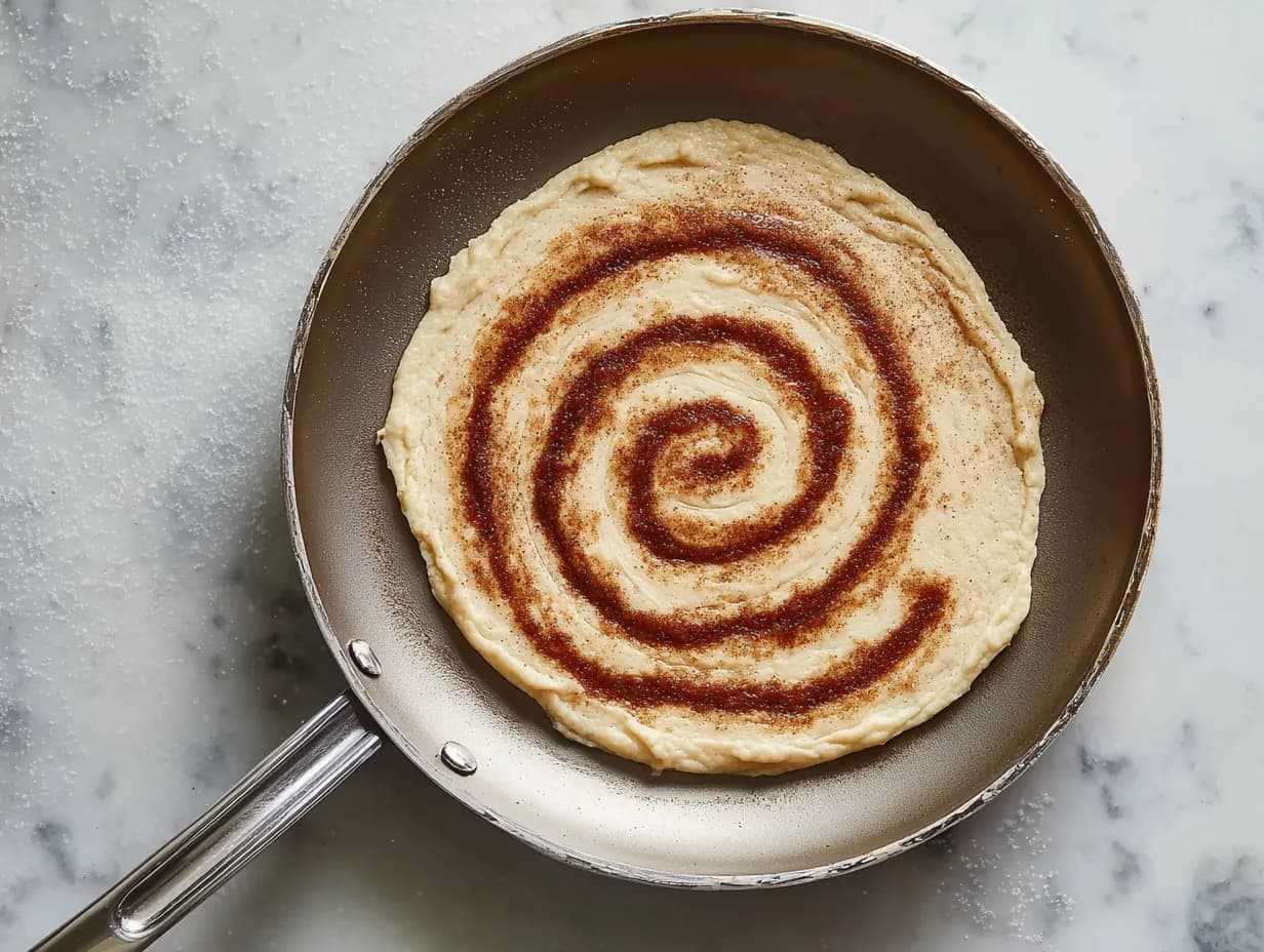 Cinnamon sugar swirl added to pancake batter