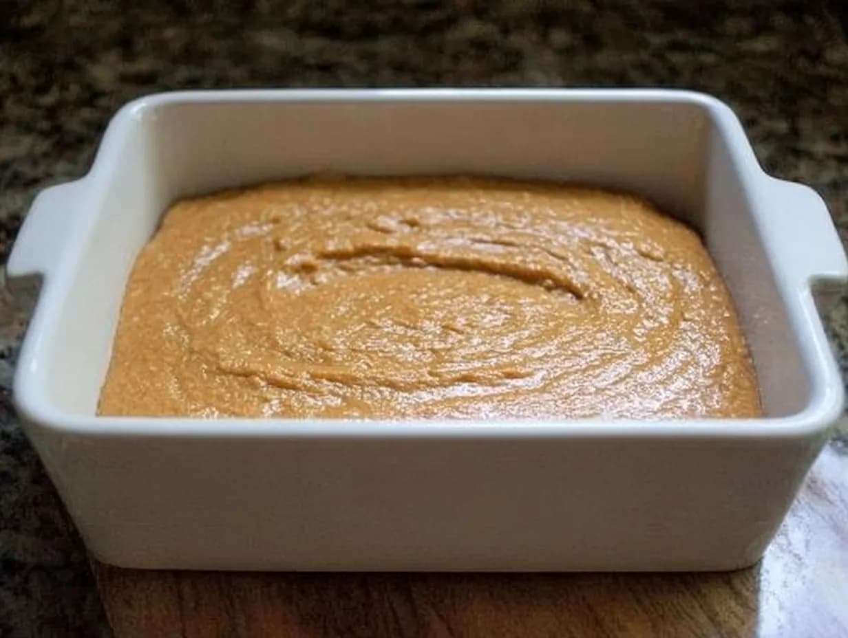 Batter smoothed and ready for topping