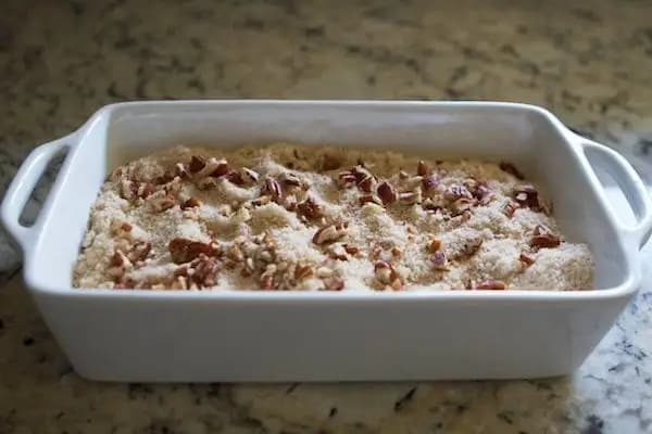 Sugar and pecans sprinkled on top